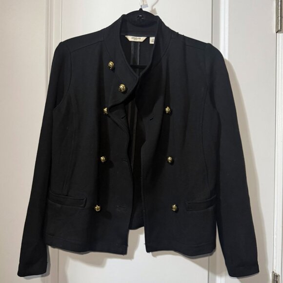 Vintage Liz Claiborne Double-Breasted Sweater – Black with Gold Buttons – Small - Picture 4 of 7